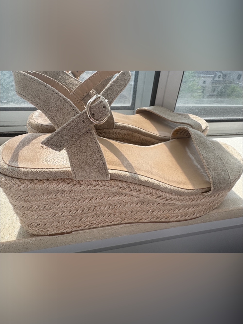 Banana Republic Taupe Suede Espadrille Wedge Sandals